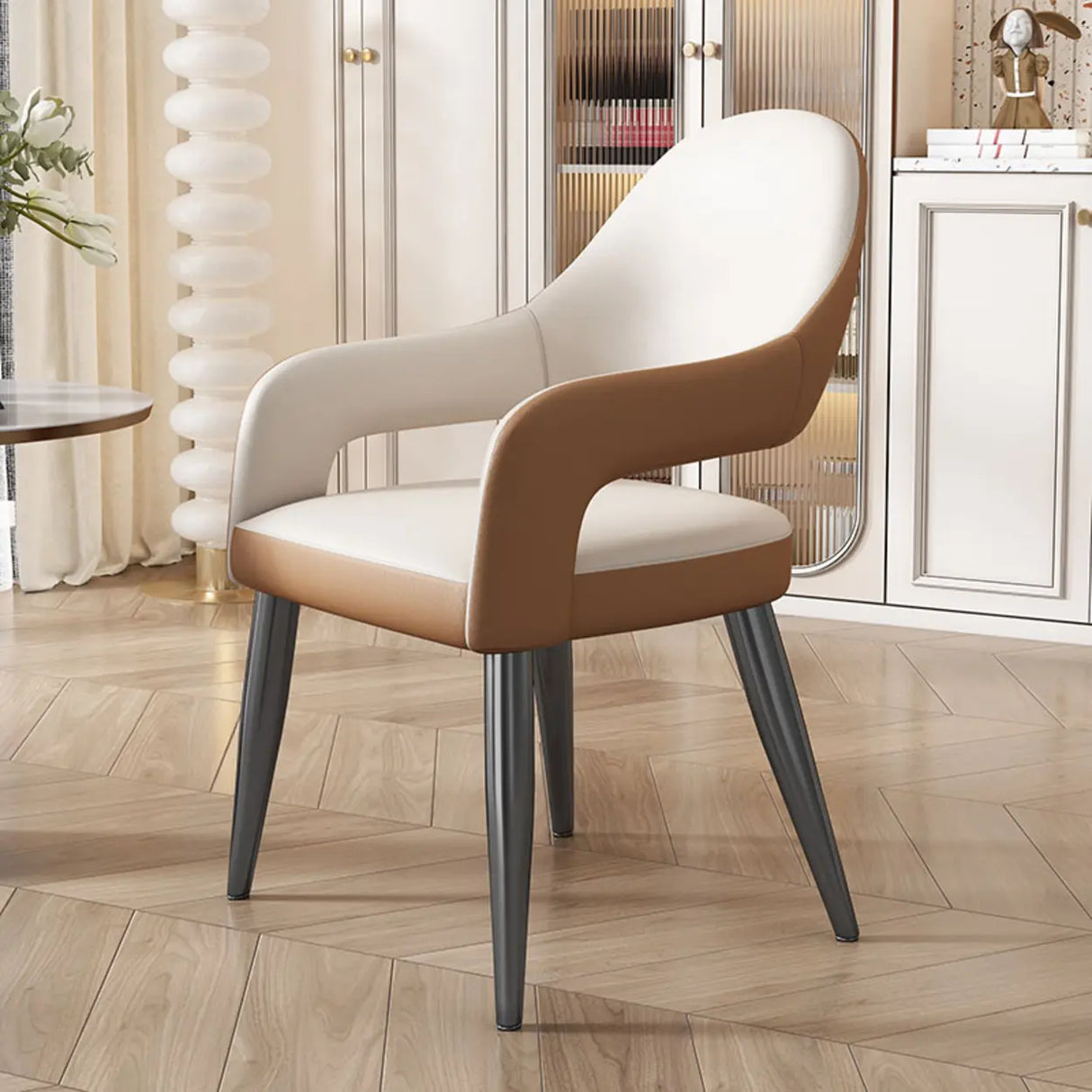 Open Standard Back Heights Faux Leather Arm Chair Image - 13