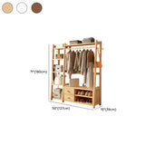 Open Storage Brown Shelves Wood Coat Rack with Drawers #size