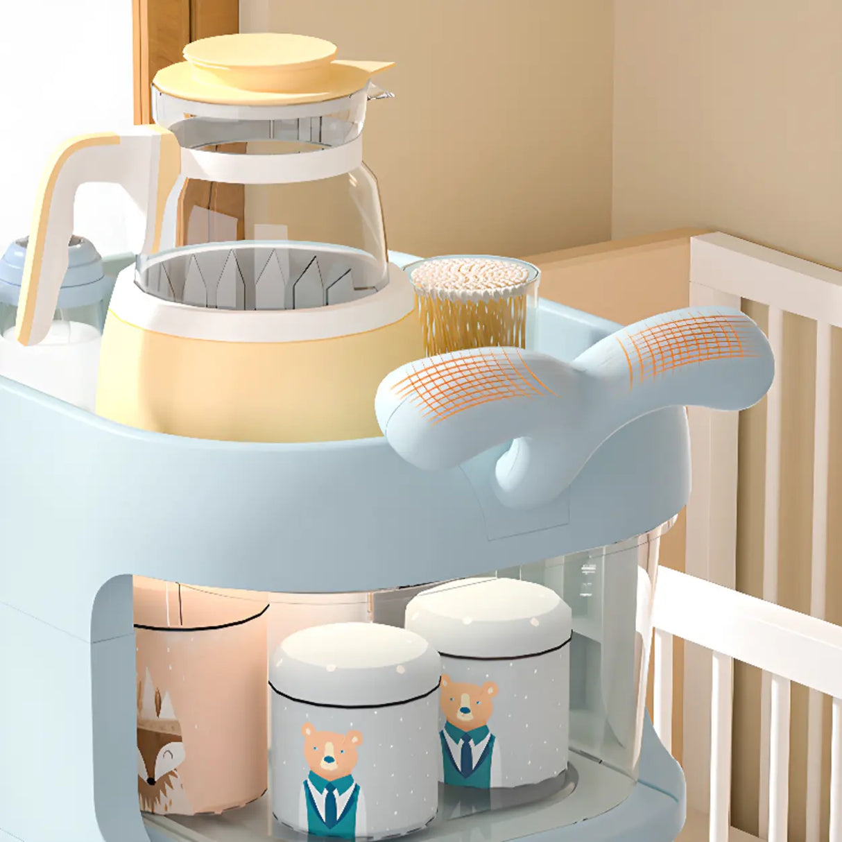 Open Storage Tall Height Kids Nightstand with Shelves Image - 10