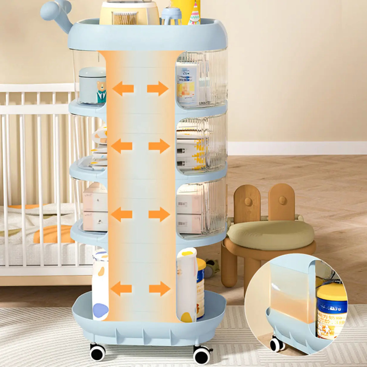 Open Storage Tall Height Kids Nightstand with Shelves Image - 11