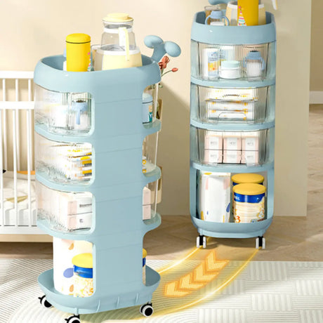 Open Storage Tall Height Kids Nightstand with Shelves Image - 1