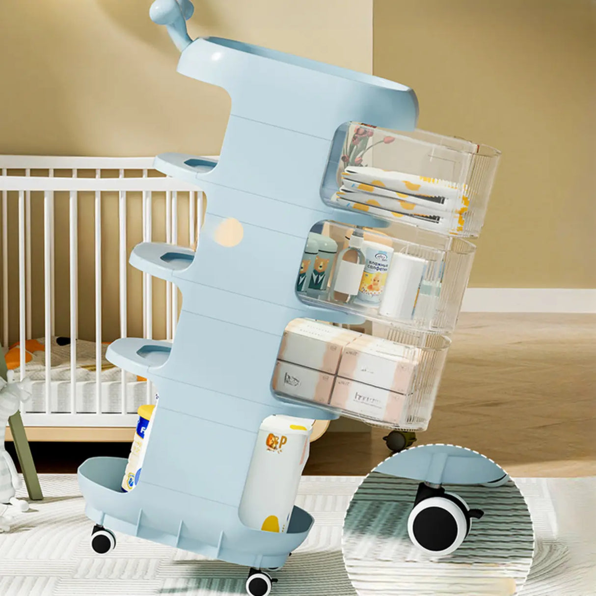 Open Storage Tall Height Kids Nightstand with Shelves Image - 8