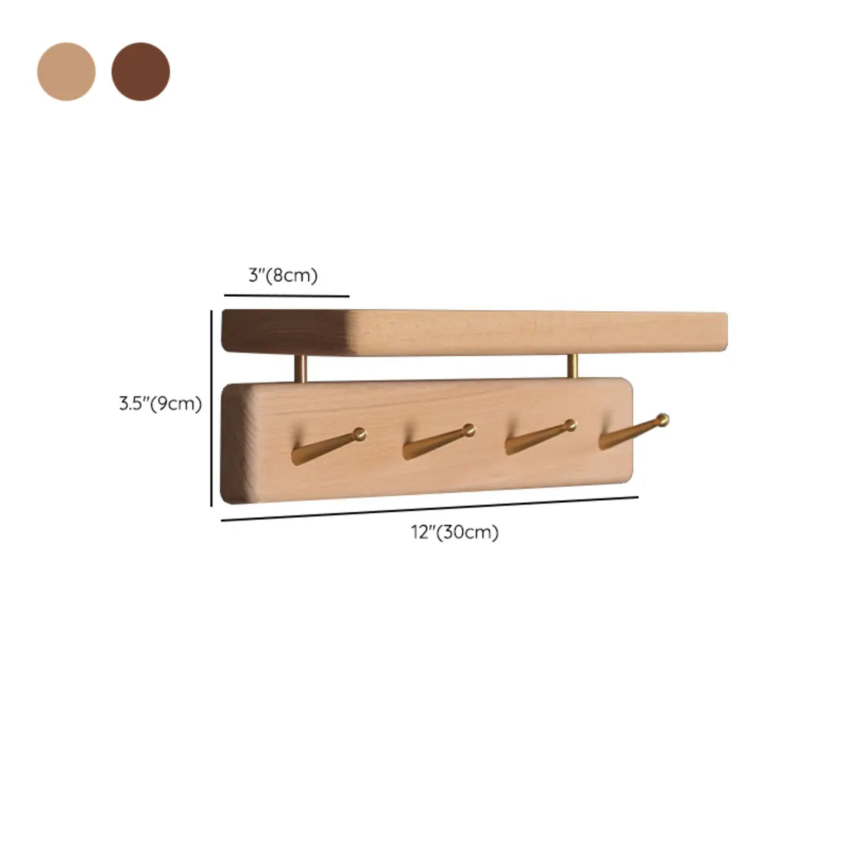 Open Storage Walnut Wall-Mounted Coat Rack with Shelf 
