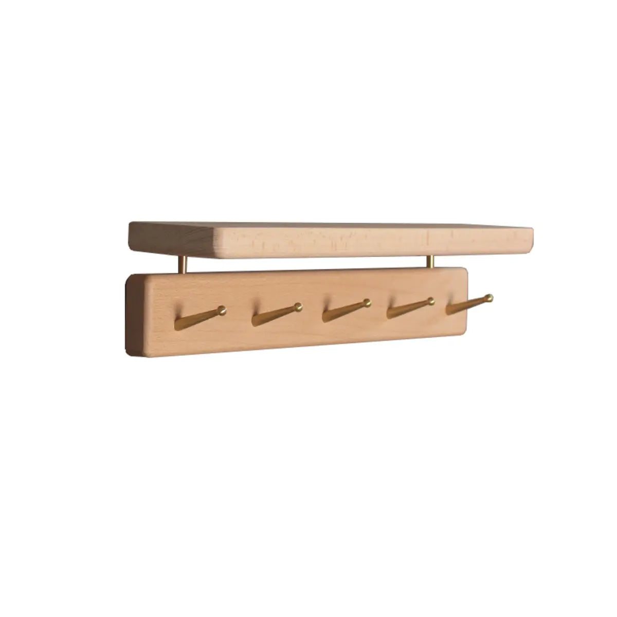 Open Storage Walnut Wall-Mounted Coat Rack with Shelf Image - 2