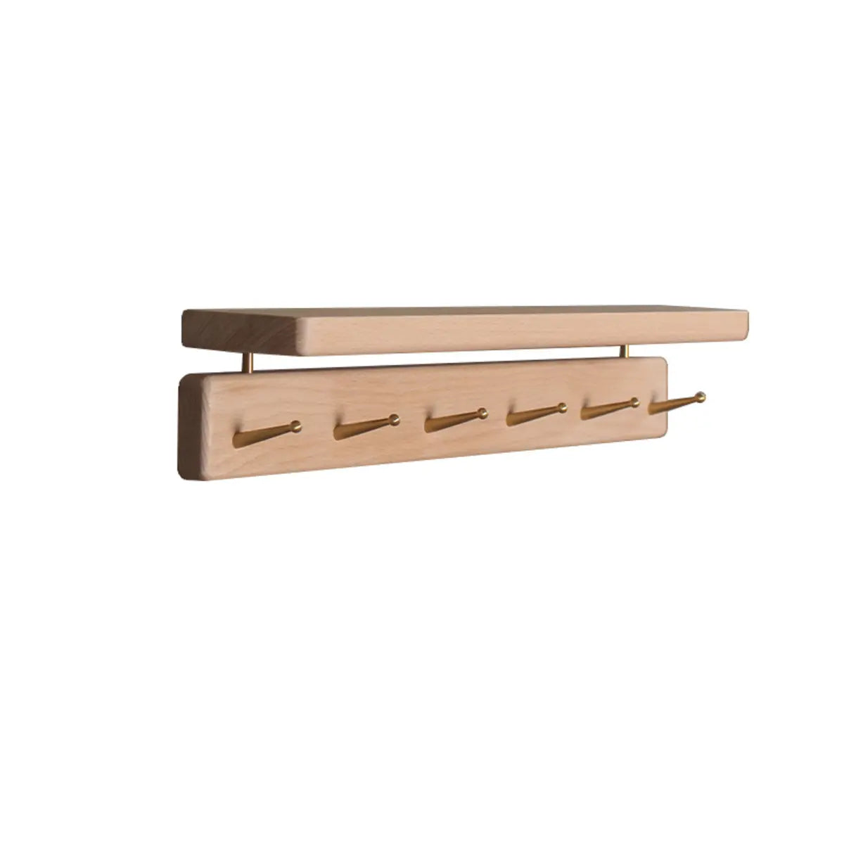 Open Storage Walnut Wall-Mounted Coat Rack with Shelf Image - 3