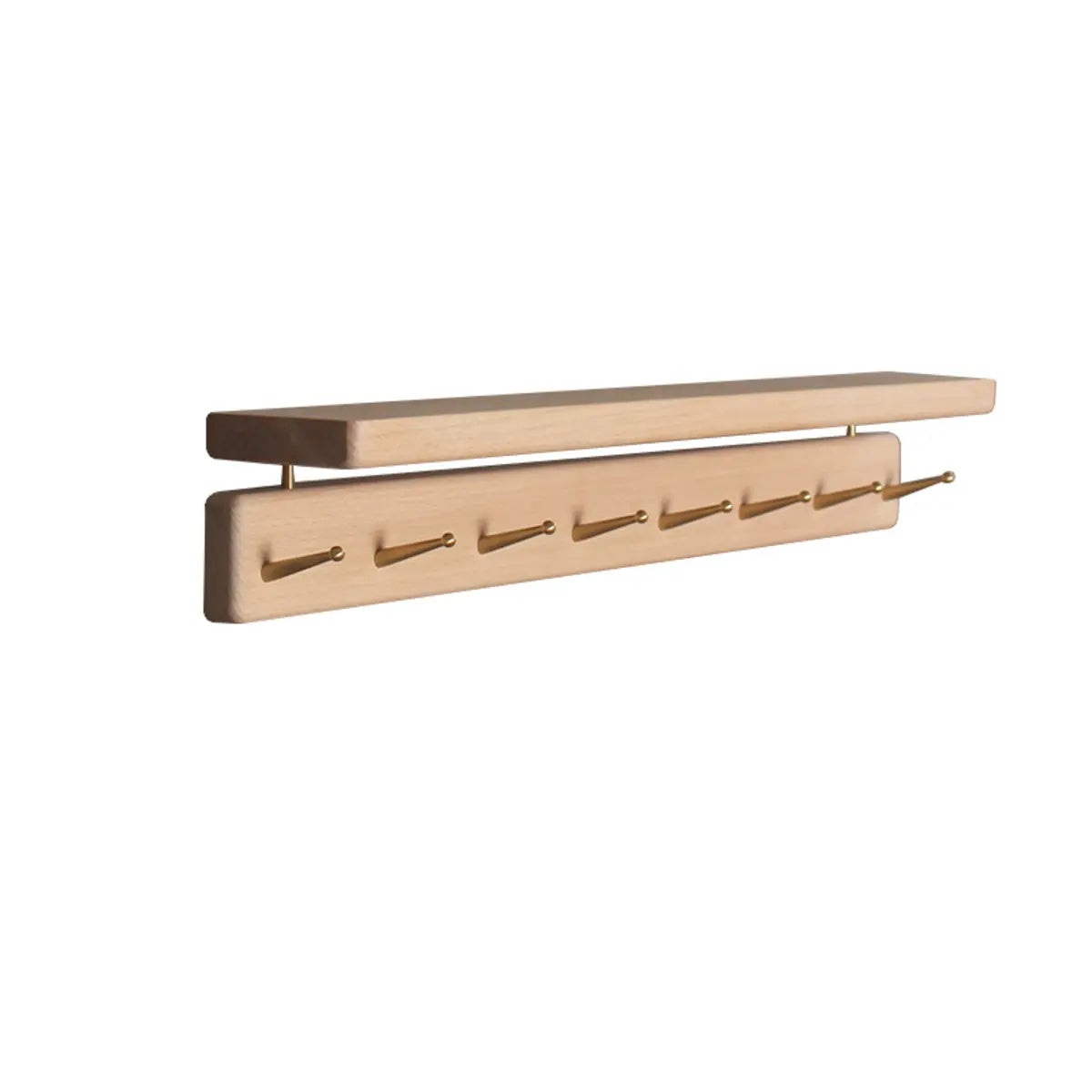 Open Storage Walnut Wall-Mounted Coat Rack with Shelf Image - 5