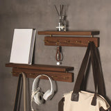 Open Storage Walnut Wall-Mounted Coat Rack with Shelf Image - 8