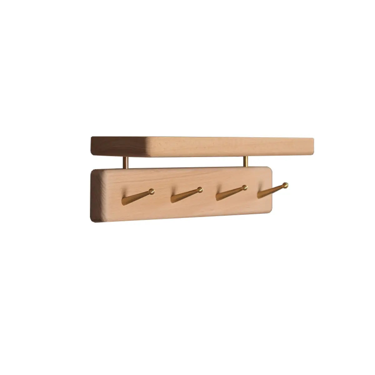 Open Storage Walnut Wall-Mounted Coat Rack with Shelf Image - 9