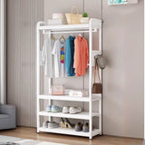 Open Storage White Steel Frame Entryway Hooks Coat Rack Image - 7