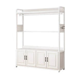Open Storage White Steel Frame Entryway Hooks Coat Rack Image - 9