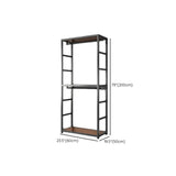 Open Wardrobe Black Metal Frame Coat Rack with Shelves #size