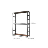Open Wardrobe Black Metal Frame Coat Rack with Shelves Image - 12
