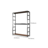 Open Wardrobe Black Metal Frame Coat Rack with Shelves Image - 13