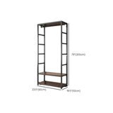 Open Wardrobe Black Metal Frame Coat Rack with Shelves Image - 14