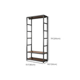 Open Wardrobe Black Metal Frame Coat Rack with Shelves Image - 15