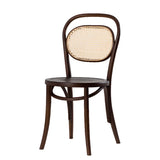 Open Wove Back Round Wood Dining Chair Dark Walnut Image - 6