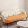 Orange-Beige Leather Sewn Pillow Back Sloped Arms Sofa Image - 5