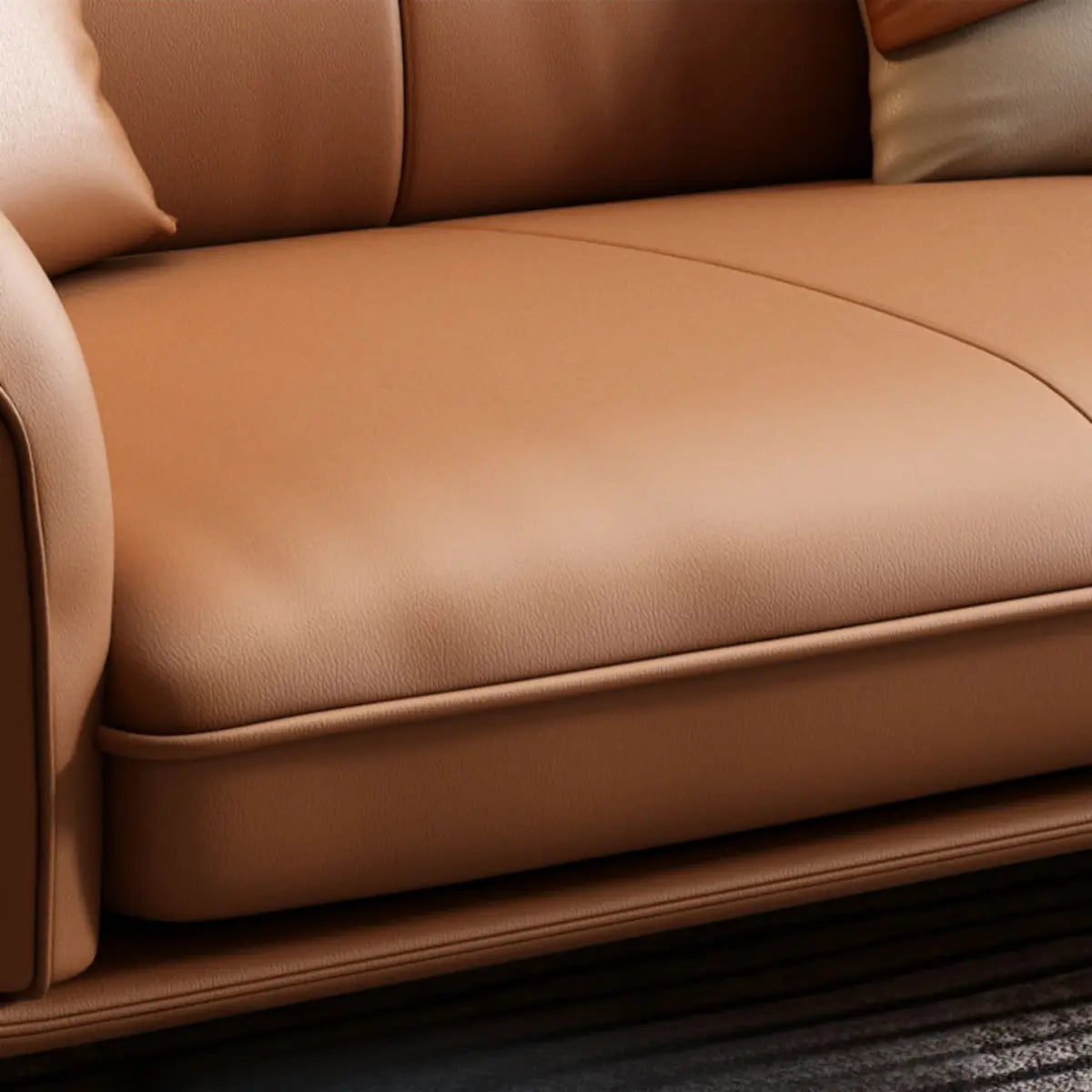Orange Cowhide Reception Sofa with Legs and Arms Image - 12