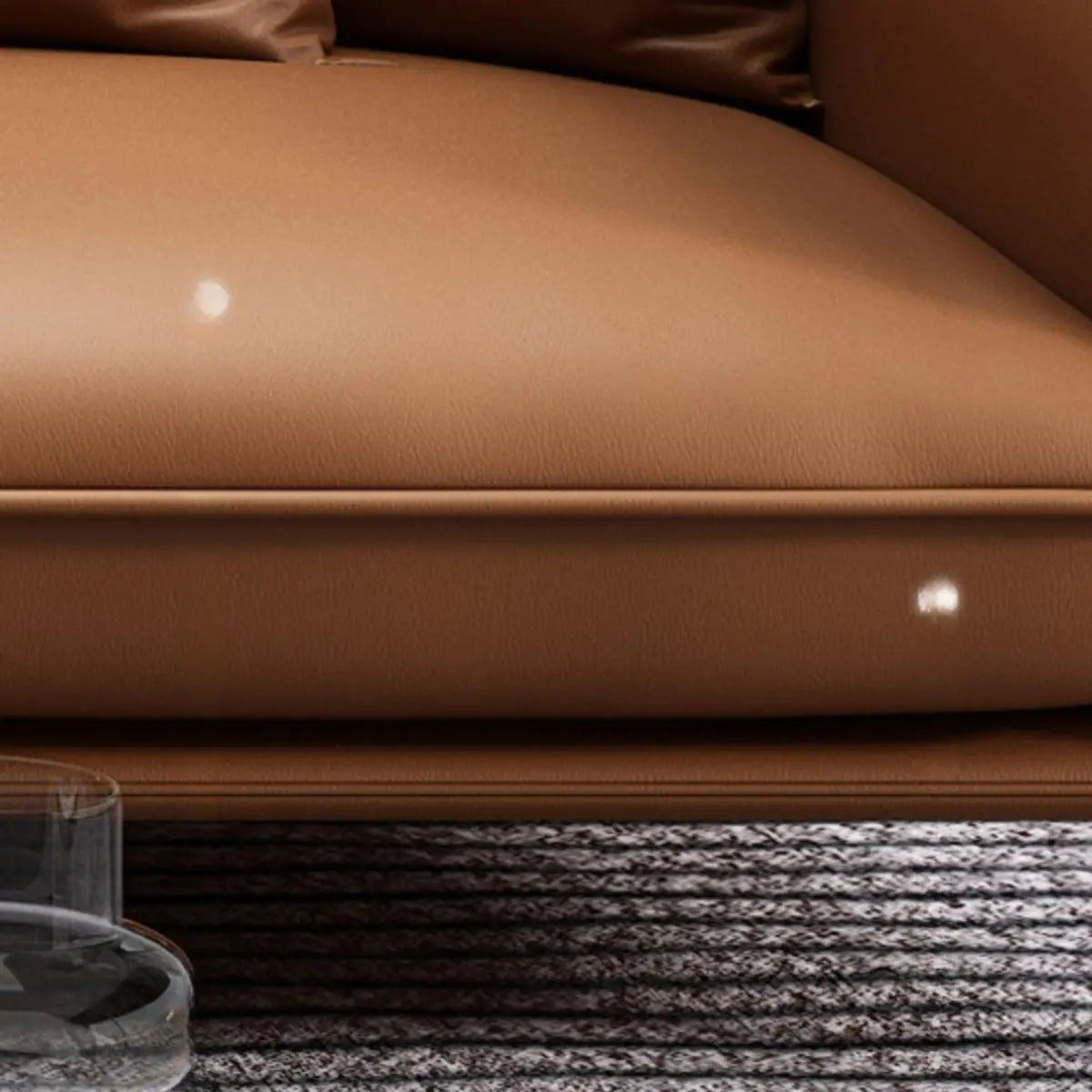 Orange Cowhide Reception Sofa with Legs and Arms Image - 13