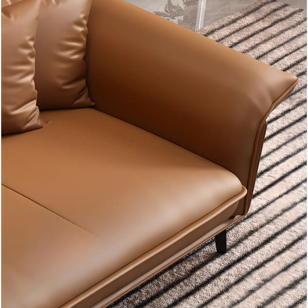 Orange Cowhide Reception Sofa with Legs and Arms Image - 14