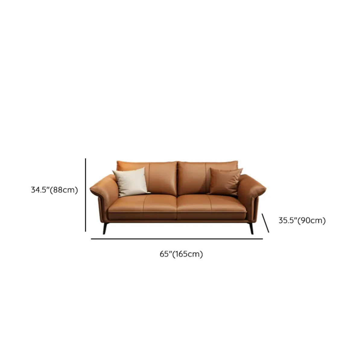 Orange Cowhide Reception Sofa with Legs and Arms Image - 16