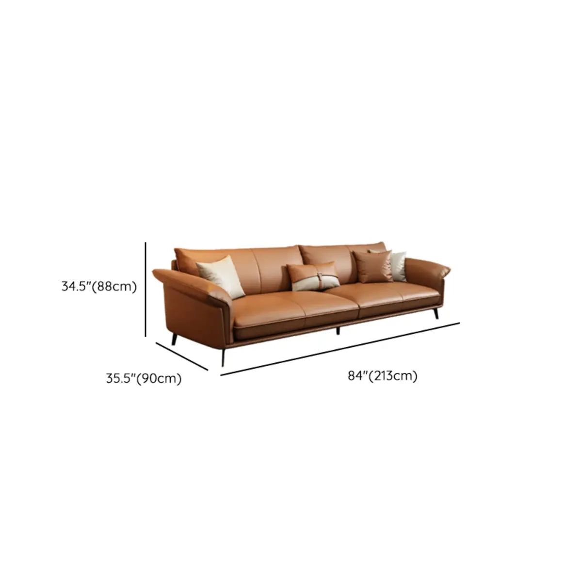 Orange Cowhide Reception Sofa with Legs and Arms Image - 17