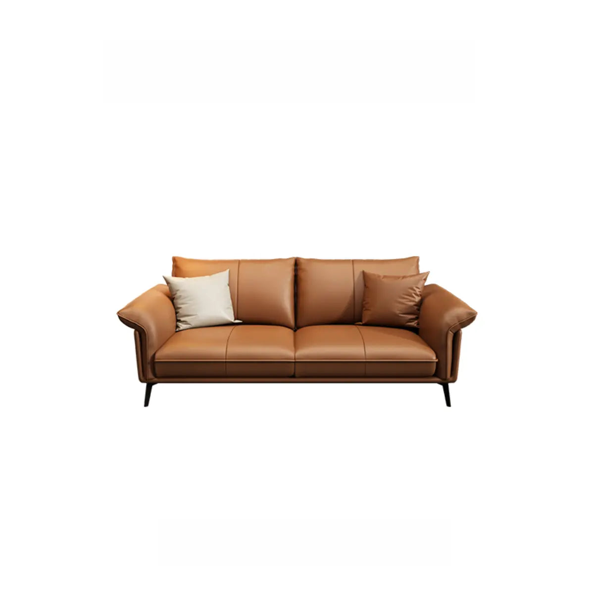 Orange Cowhide Reception Sofa with Legs and Arms Image - 3