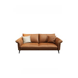Orange Cowhide Reception Sofa with Legs and Arms Image - 3