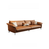Orange Cowhide Reception Sofa with Legs and Arms Image - 5