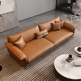 Orange Cowhide Reception Sofa with Legs and Arms Image - 8