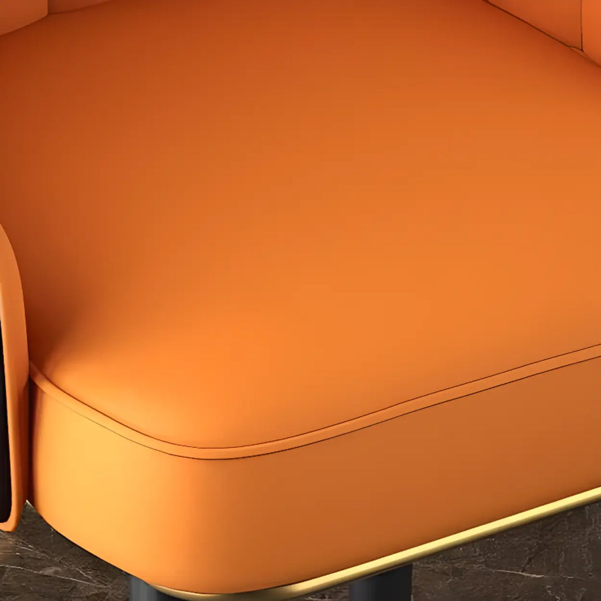 Orange Curved Leather Tall Bistro Stool with Armrest Image - 10