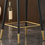 Orange Curved Leather Tall Bistro Stool with Armrest Image - 11