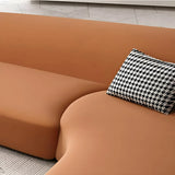 Orange Curved Tight Back Reception Sofa with Pillow Image - 12