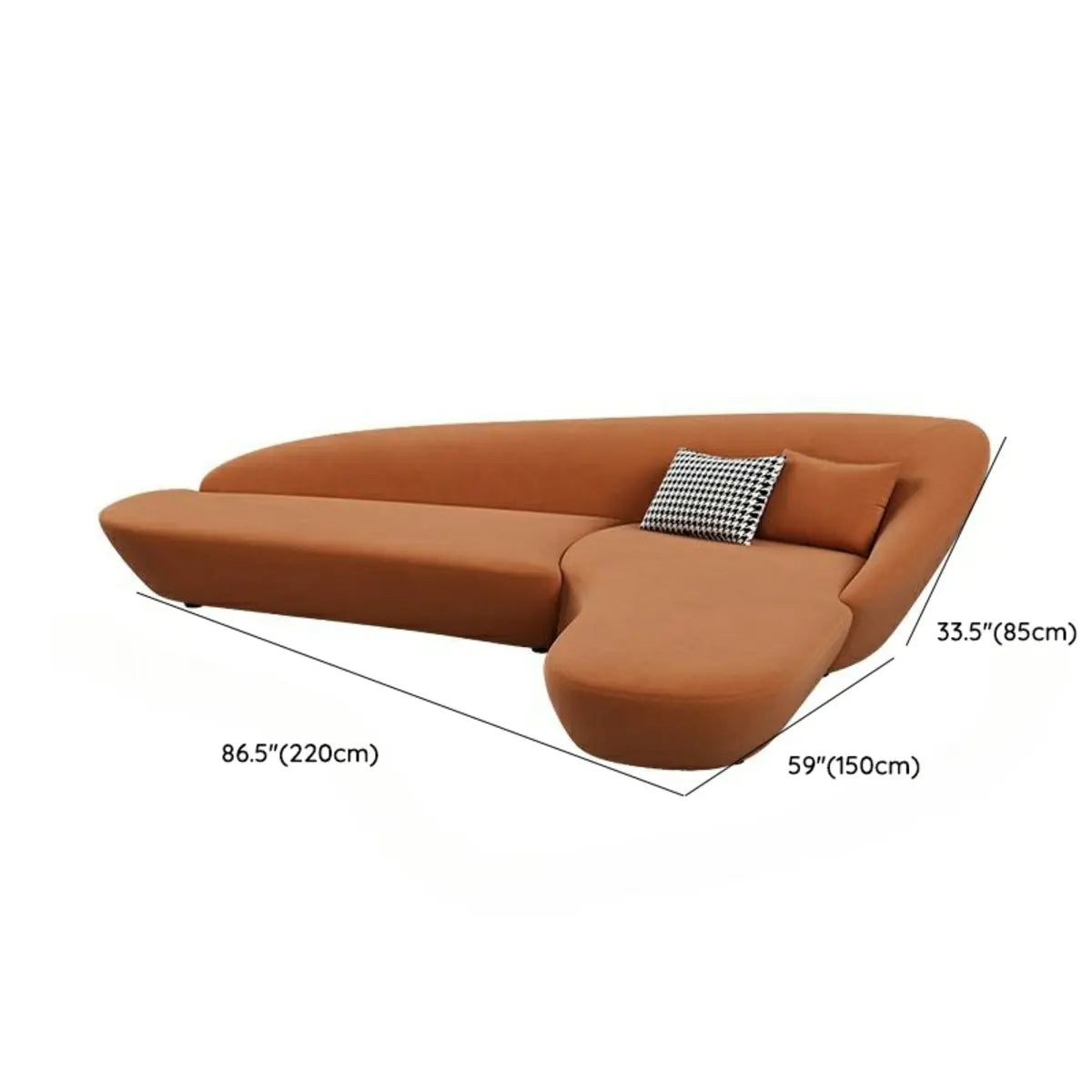Orange Curved Tight Back Reception Sofa with Pillow Image - 25