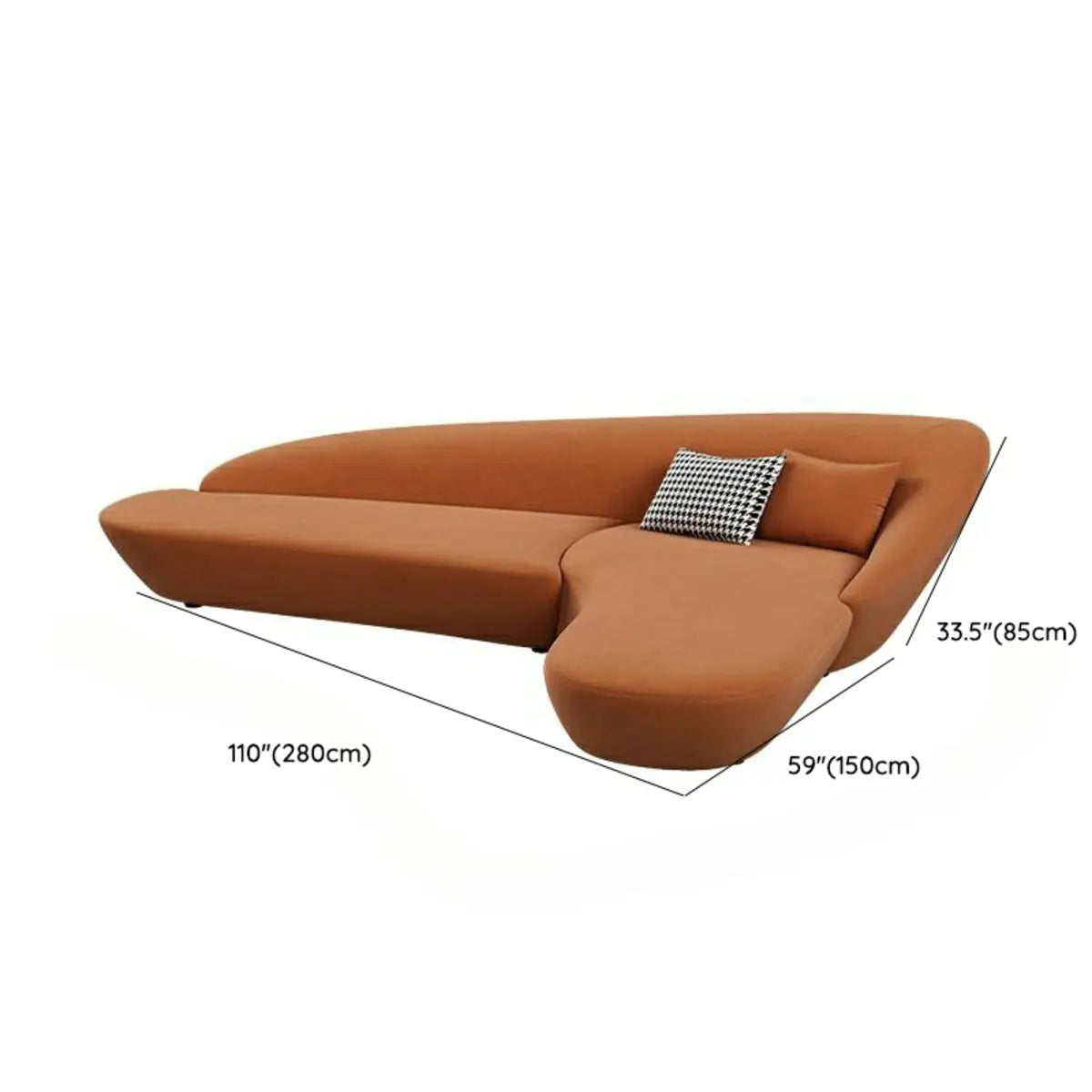 Orange Curved Tight Back Reception Sofa with Pillow Image - 28