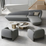 Orange Curved Tight Back Reception Sofa with Pillow Image - 3