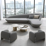 Orange Curved Tight Back Reception Sofa with Pillow Image - 4
