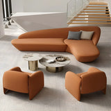 Orange Curved Tight Back Reception Sofa with Pillow Image - 5