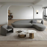 Orange Curved Tight Back Reception Sofa with Pillow Image - 7