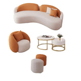 Orange Curved Waterproof Leather Sofa Seating Group Image - 10