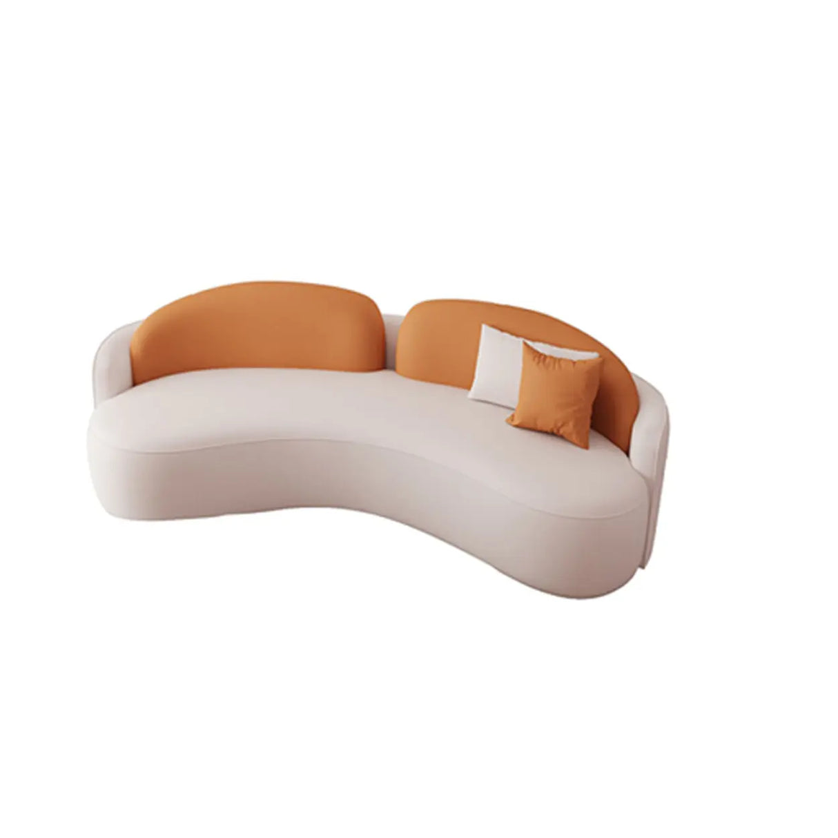 Orange Curved Waterproof Leather Sofa Seating Group Image - 17