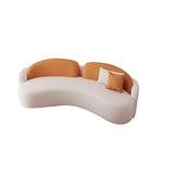 Orange Curved Waterproof Leather Sofa Seating Group Image - 17