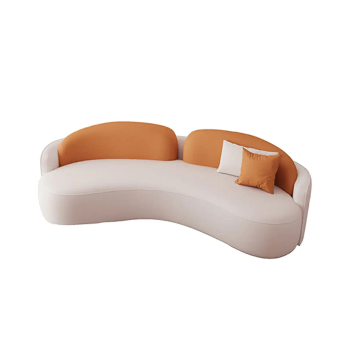Orange Curved Waterproof Leather Sofa Seating Group Image - 21