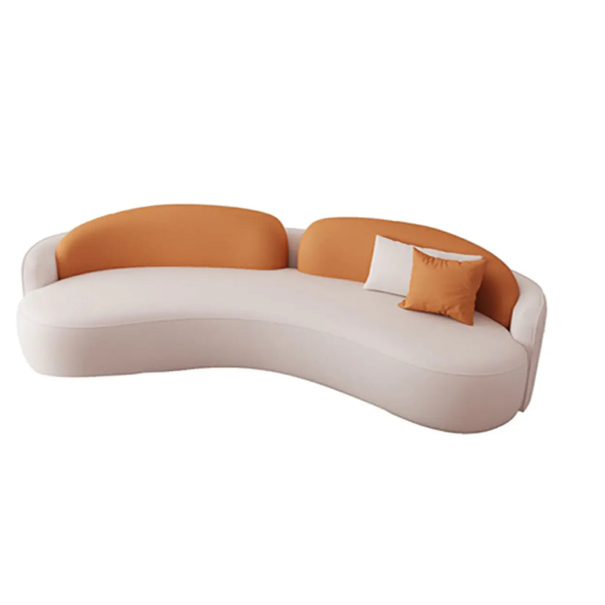 Orange Curved Waterproof Leather Sofa Seating Group Image - 22