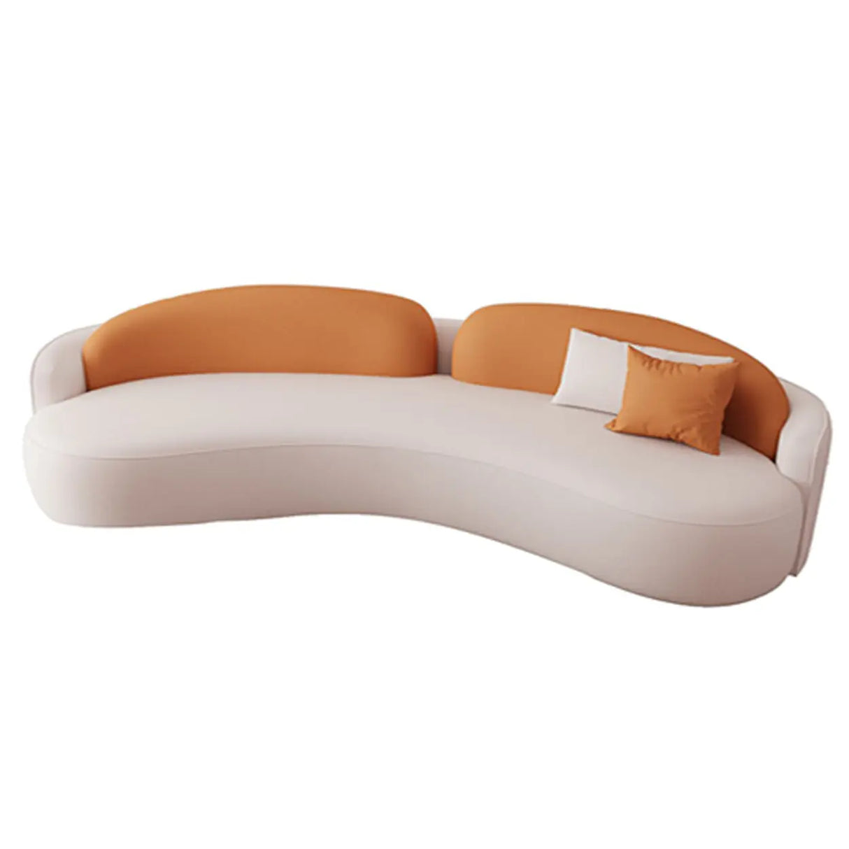 Orange Curved Waterproof Leather Sofa Seating Group Image - 23