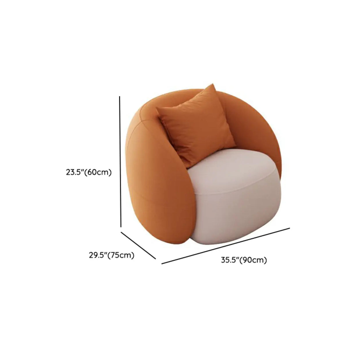 Orange Curved Waterproof Leather Sofa Seating Group 