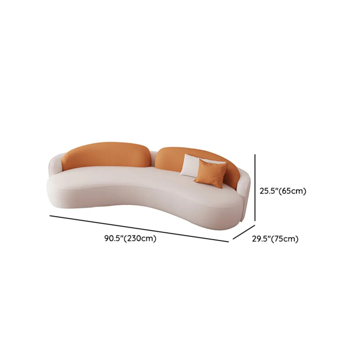 Orange Curved Waterproof Leather Sofa Seating Group Image - 27
