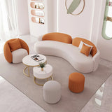 Orange Curved Waterproof Leather Sofa Seating Group Image - 3