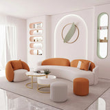 Orange Curved Waterproof Leather Sofa Seating Group Image - 7