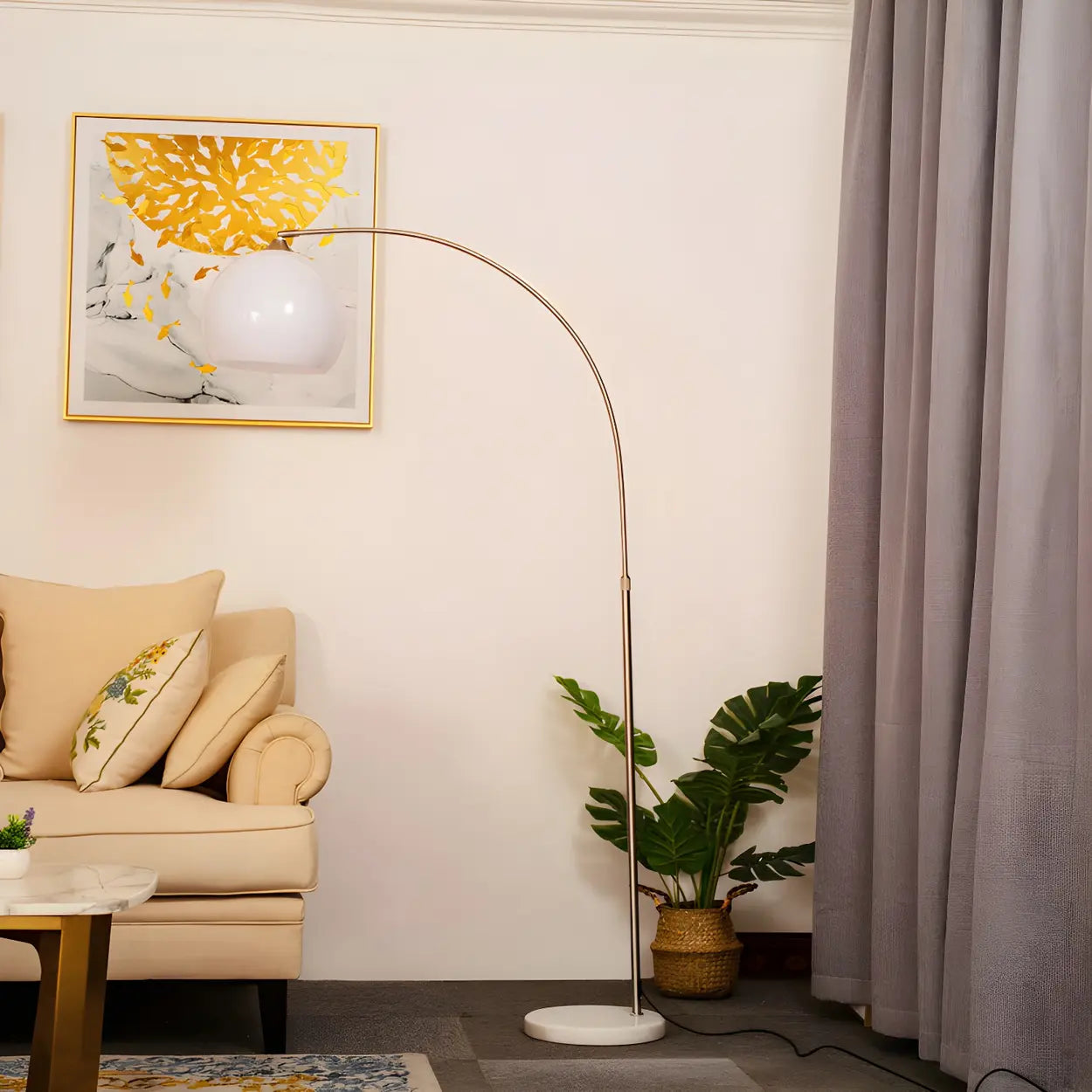 Orange Dome Modern Arched Metal LED Floor Lamp